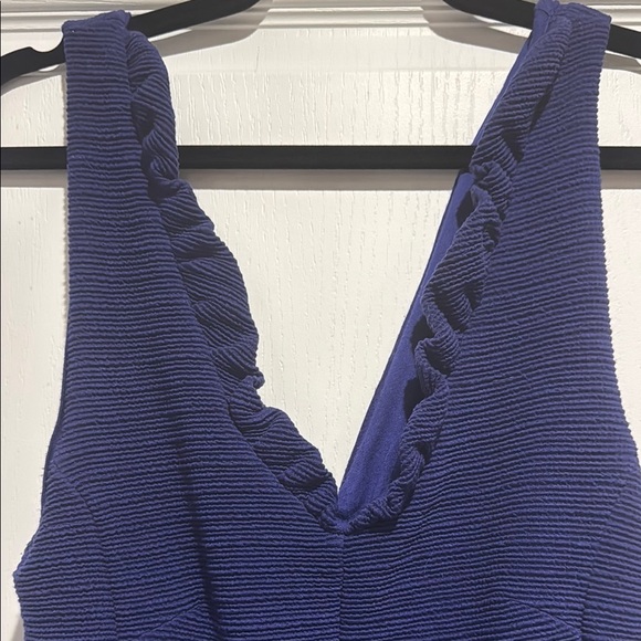 Maeve Blue Sheath Mini Dress V-Neck Sleeveless - Picture 3 of 8